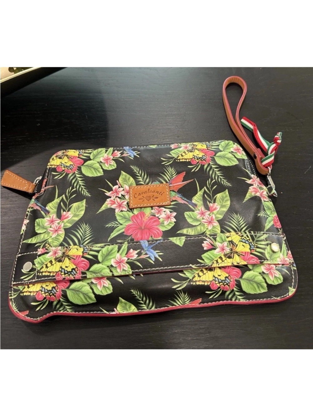 Carolee Tropical Floral Wristlet Clutch in Black